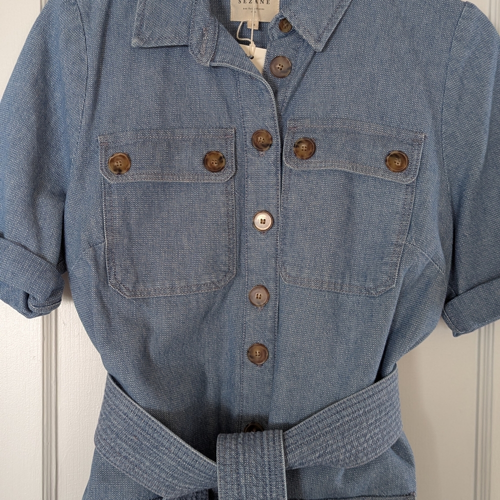 Sezane Blue Denim Jackie Mini Dress NWT - Picture 3 of 5